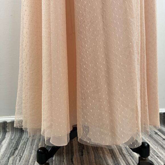 JILL Stuart Pink Sleeveless Ruffle Shoulder Polka-Dot Tulle Maxi Dress 4 6 NEW - Picture 10 of 15